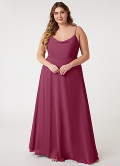 Azazie Daenerys Bridesmaid Dresses Mulberry A-Line Cowl Chiffon Dress image8