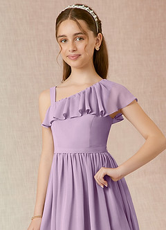 Azazie Mango Junior Robe Trapèze en Mousseline de soie Rayé Frostiges Flieder image4