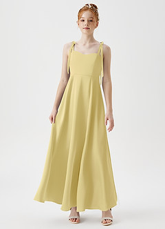 Azazie Rosey Junior Robe Trapèze en Satin extensible Encolure en Forme de Cœur Sorbet Citron image4