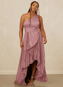 Christian Siriano Bridal for Azazie 1008 Robes de demoiselle d'honneur Robe Trapèze en Satin extensible Ue épaule Rose Poussiéreuse image9