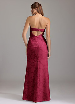 Azazie Leonis Bridesmaid Dresses Burgundy Sheath Strapless Floral Burnout Convertible Dress image7
