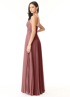Azazie Vini Bridesmaid Dresses Desert Rose A-Line V-Neck Pleated Chiffon Dress image4