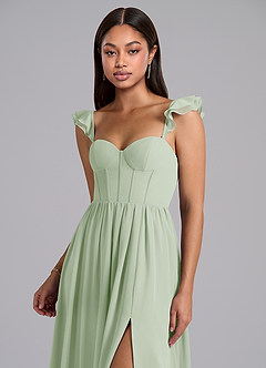 Azazie Denisse Bridesmaid Dresses Dusty Sage A-Line Ruched Chiffon Dress image6