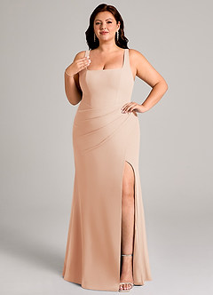 Azazie Mero Bridesmaid Dresses English Rose Sheath Pleated Chiffon Dress image11