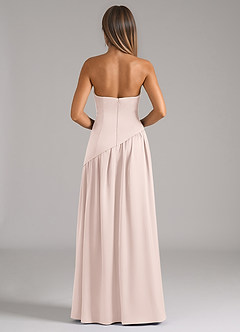 Azazie Adeline Robes de demoiselle d'honneur Robe Trapèze Convertible en Satin extensible Sans bretelle Rose Pâle image5