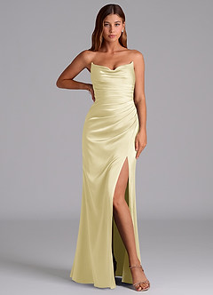 Azazie Claudelle Abiti da Damigella Abito Sirena in Raso Elasticizzato Senza Cinturino Sorbetto Al Limone image5