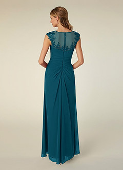 Azazie Libby Mère de la mariée Robes Robe Trapèze en Mousseline de soie Paillettes en forme de coquille Bleu Encre image2