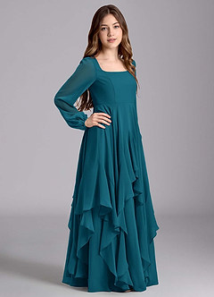 Azazie Clara Junior Klänning av A-Line i Chiffong Blouson image4