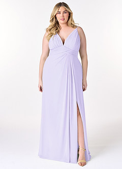 Azazie Maren Allure Bridesmaid Dresses Lilac A-Line V-Neck Lace Chiffon Dress image6