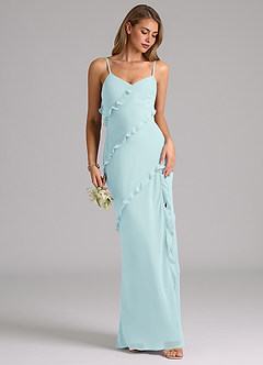 Azazie Nancie Bridesmaid Dresses Sea Glass Mermaid Ruched Chiffon Dress image5
