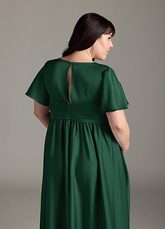 Azazie Verna Robes de demoiselle d'honneur de maternité Robe Trapèze Rayé Longueur ras du sol Satin extensible image10