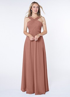 Azazie Kaleigh Bridesmaid Dresses Cedar Rose A-Line Pleated Chiffon Dress image1