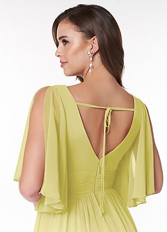 Azazie Temeka Bridesmaid Dresses Lemon Sorbet A-Line Ruched Chiffon Dress image5