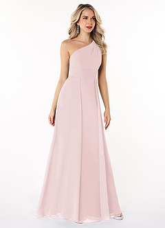 Azazie Dallas Bridesmaid Dresses Blushing Pink A-Line One Shoulder Chiffon Dress image3