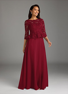 Azazie Averie Mother of the Bride Dresses Burgundy A-Line Boatneck Sequins Chiffon Dress image1