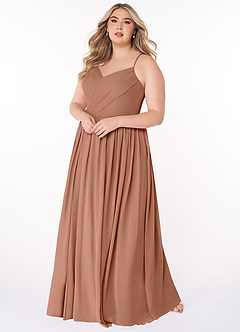 Azazie Cora Bridesmaid Dresses Bronzer A-Line Pleated Chiffon Dress image8