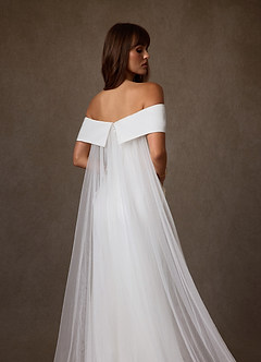 Azazie Chandler Wedding Dresses Diamond White Sheath Crepe Back Satin Dress image7
