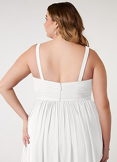 Azazie Chanel Brautjungfernkleider A-Linie Plissee Chiffon Kleid Weiß image4