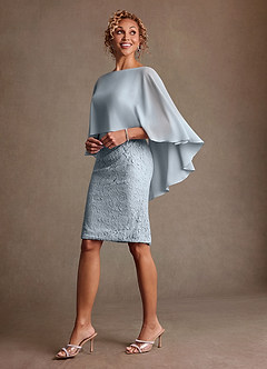 Azazie Meridian vestidos de madre de la novia Vestido de Azul Cielo de Encaje de Corte Recto con Plisado image2