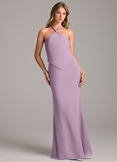 Azazie Keisha Bridesmaid Dresses Wisteria Sheath Chiffon Dress image4