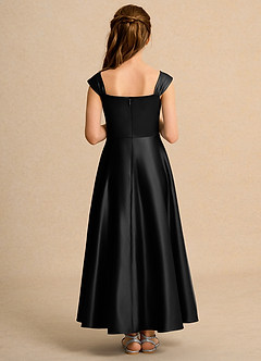 Azazie Bundle Girls Formal Abiti da Ragazza di Fiori Abito A-Line in Raso Opaco Plissettato Nero image2