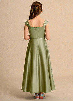 Azazie Bundle Girls Formal Flower Girl Dresses Moss Green A-Line Pleated Matte Satin Dress image2