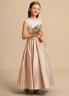 Azazie Candy Girl Flower Girl Dresses English Rose Ball-Gown Bow Matte Satin Dress image5