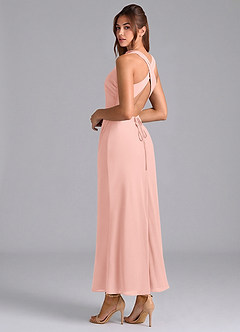 Azazie Evadne Brautjungfernkleider Etui Plissee Chiffon Kleid Rosettenrosa image2