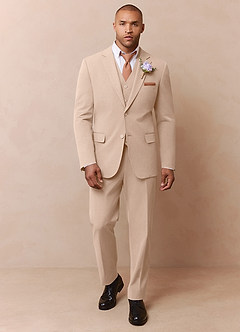 front Savile Tan Wool Blend 3-Piece Suit