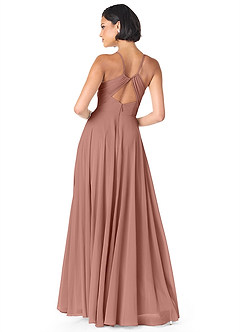 Azazie Avelina Bridesmaid Dresses Cedar Rose A-Line V-Neck Pleated Chiffon Dress image2