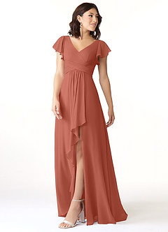 Azazie Omari Bridesmaid Dresses Clay A-Line Chiffon Dress image4