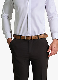 front Men's Classic Leather Belt