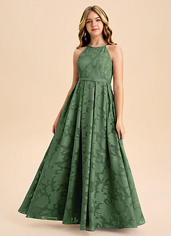 Azazie Arianthe Junior Linia A Pofałdowany Kwiatowe wypalenie Długość podłogi Młodsza druhna Sukienka image2