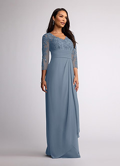 Azazie Joan Mother of the Bride Dresses Twilight Sheath V-Neck Lace Chiffon Dress image2