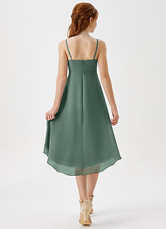 Azazie Mariam Junior Eucalyptus A-Line Pleated Chiffon Dress image2