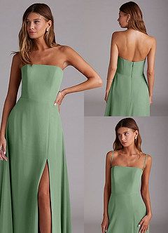 Azazie Wren Bridesmaid Dresses Matcha A-Line Side Slit Chiffon Convertible Dress image9