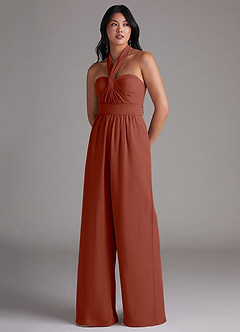 Azazie Lamara Brudtärnklänningar Jumpsuit av i Chiffong Av axeln Konvertibel image8