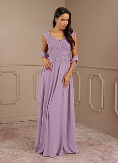 Azazie Amethyst Mother of the Bride Dresses Wisteria A-Line V-Neck Sequins Chiffon Dress image1