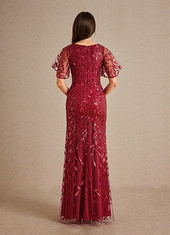 Azazie Milan Mother of the Bride Dresses Cabernet Sheath Sequins Dress image3