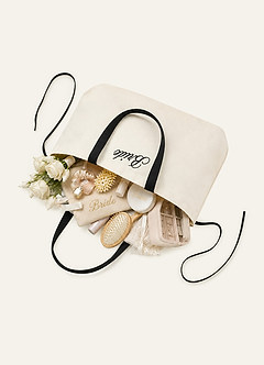 front Embroidered  Large Capacity Canvas Bridal Bag