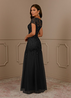 Azazie Laurie Mother of the Bride Dresses Black Mermaid Scoop Sequins Tulle Dress image5