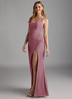 Azazie Mero Bridesmaid Dresses Vintage Mauve Sheath Pleated Chiffon Dress image7