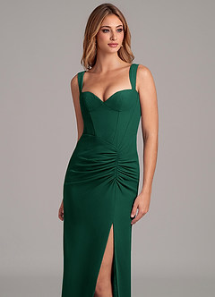 Azazie Ayla Bridesmaid Dresses Emerald Sheath Sweetheart Neckline Chiffon Dress image2