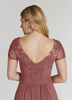Azazie Thais Mother of the Bride Dresses Desert Rose A-Line Lace Chiffon Dress image6
