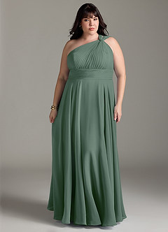 Azazie Charlize Bridesmaid Dresses Eucalyptus A-Line One Shoulder Chiffon Dress image7