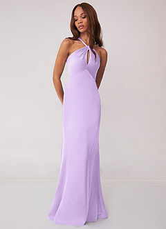 Barbie ♥ Azazie Bridesmaid Dresses Lilac Sheath Stretch Satin Dress image4