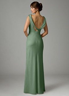 Azazie Kieryn Robes de demoiselle d'honneur Robe Sirène en Satin extensible Plissée Matcha image5