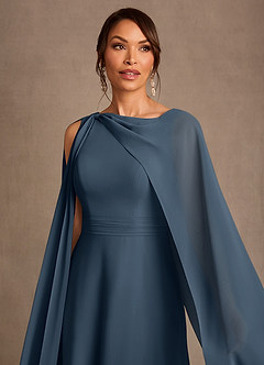 Azazie Liddie Abiti per la Madre della Sposa Abito A-Line in Chiffon Plissettato Blu Nettuno image5