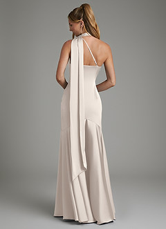 Azazie Amara Bridesmaid Dresses White Alabaster Mermaid One Shoulder Stretch Satin Dress image2