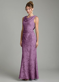 Azazie Kieryn Bridesmaid Dresses Wisteria Mermaid Pleated Floral Burnout Dress image9